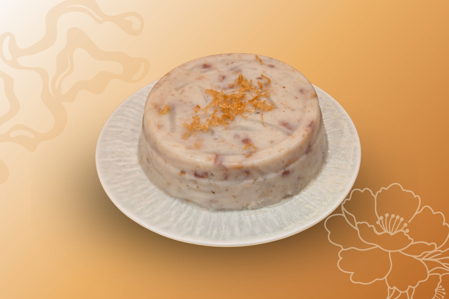 Steamed Radish Cake with Conpoy and Chinese Sausage